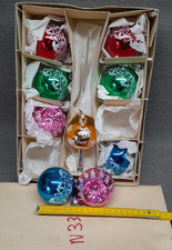 Anciennes boules de Noël creuse en verre Ø± 6 cm avec cimier de sapin 29 cm