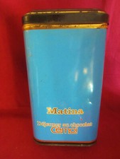 ancienne boite à sucre bleue  cacao poudre Cémoi