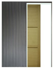 Porte Coulissante Bois Ayous 3 Panneaux H204 X L93 + Système à  Galandage Et Kit