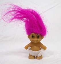Poupée Bébé Trolls Vintage Russ Berrie Cheveux Roses Avec Couches