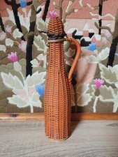 BOUTEILLE VERRE FIL SCOUBIDOU ORANGE VINTAGE