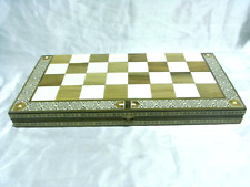 ANCIENNE TABLE A JEU DAMIER ÉCHIQUIER BOIS MARQUETERIE TAPIS VERT