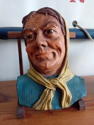 Sculpture bois peint tête - ,