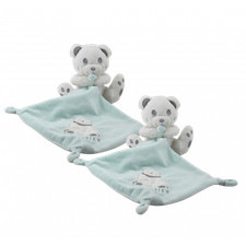 Doudou ours blanc mouchoir
