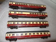 ECH Ho FLEISCHMANN LOT 4 VOITURES TEE DE LA DB AVEC ECLAIRAGES INTERIEURS