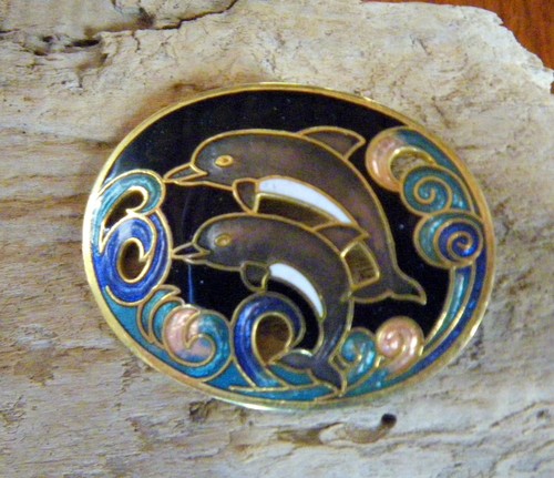 Broche dauphins email - email, emaux