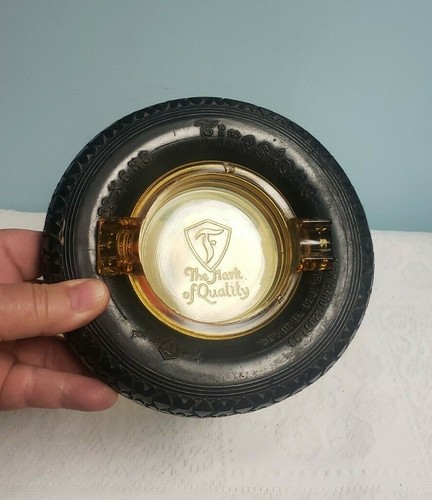 1930 amber glass firestone - amber, "firestone