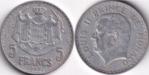 Francs 1945 monaco louis - 5,