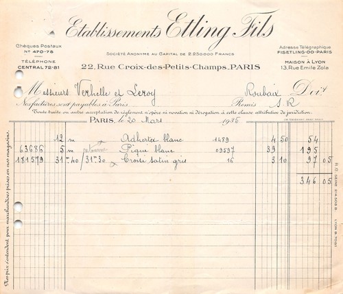 1935 ets etling fils paris - ets, a