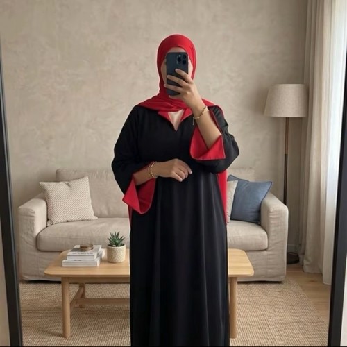 Abaya noir manche col - abaya, et