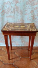 Vintage Italian Wooden Inlaid Musical Jewelry Music Box Standing Table Works