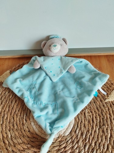 Doudou plat ours bleu couronne
