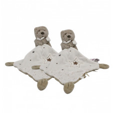Doudou ours beige blanc