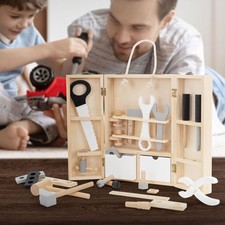 Boîte à outils d'enfants mallette avec 8 outils jouet de construction bois 1 an+