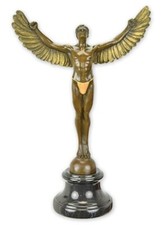 Figurine en Bronze Sculpture Ikarus sur Base de Marbre H41 CM Grecque Mythologie