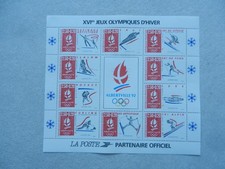 planche de 10 timbres neuf Jeux Olympiques hiver Albertville 92