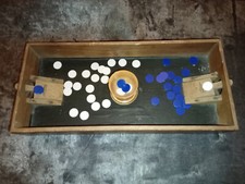 Ancien Jeu de la Puce plateau en bois pour deux joueurs -avec jetons plastique