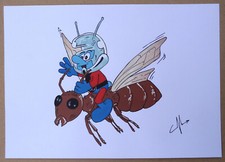Schtroumpf / Ant-Man - dessin original A4 - original art 8,3"x11,7"
