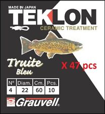 Lot de 47 paquets de 10 Hameçons N°4 montés GRAUVELL Truite Bleu Teklon peche