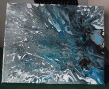 Toile peinture acrylique bleu - toile,