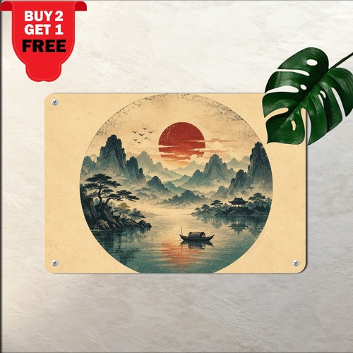 Vintage asian mountain lake - vintage,