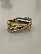 6850- Bague 3 Anneaux Or Jaune Diamants