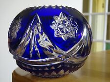 SAINT LOUIS ANCIEN VASE BOULE CRISTAL OVERLAY COULEUR BLEU COBALT