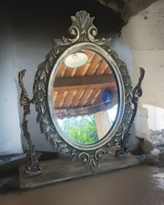 Ancien Miroir psyché en étain