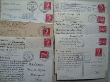 France 1955 Lot de 10 cartes postales avec N° 1011 et flammes différentes.