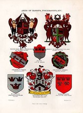 1885 Victorien Franc-Maçon Imprimé~ Bras De Maçons Menuisier Cologne Rylands Etc