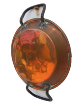 Plat lèche frites cuivre fer forgé d'époque 18ème Estampille G M