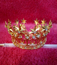 ANCIENNE COURONNE RELIGIEUSE/STATUE/LA VIERGE/LAITON/CROWN/STRASS/DIADEME/H.5cm