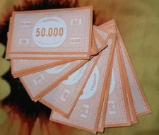  18 anciens BILLETS de MONOPOLY de 50.000 Francs ( Couleur Orange )