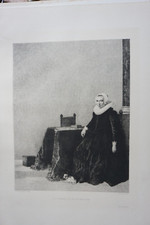 Thomas DE KEYSER 1596/97-1667 GRAVURE PORTRAIT FEMME CHIEN MODE AMSTERDAM  1880
