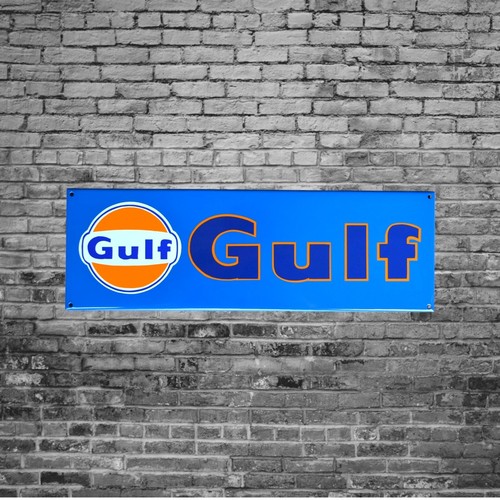 Plaque émaillée gulf huile - plaque,