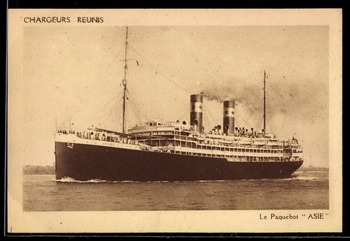 Carte postale paquebot asie - paquebot,