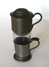 Cafetière ancienne, verre et étain (vers 1900)  EXCELLENT ETAT