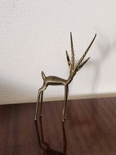 Figurine Gazelle Springbok en Laiton Vintage Design 1950-70 Déco Sculpture 
