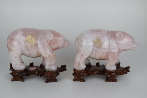 Pair chinese carved rose - pair,