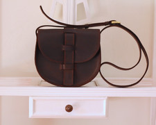 Sac pour femme "Mimi Boho" en cuir, besace chocolat avec bandoulière ajustable  