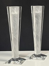 Ancienne Paire de bougeoirs en cristal signés DURAND – Style Lalique – Art Déco