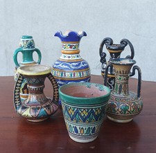 Nabeul ensemble de 6 poteries en céramique vintage peintes à la main