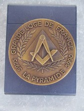 Rare Médaille de table Loge La Pyramide Grande Loge de France Franc Maconnerie