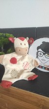 Doudou plat vache beige Nature et Découvertes petites marie rouge rond patchwork