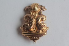 Ancienne broche dauphins étain or (61730)
