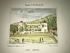 REUNION ISLAND HOTEL JOINVILLE 1847 ROUSSIN LARGE NICE ANTIQUE VIEW 19e CENTURY