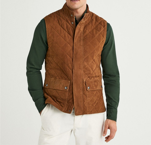 Gilet matelassé cuir - gilet, daim