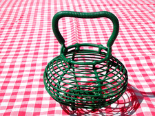 Dînette ancien panier à salade a œufs en fil de fer vert