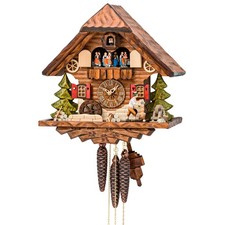 Pendule à coucou "Chopper en bois avec berger allemand" Horloge murale en bois 