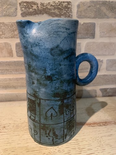 Pichet céramique bleu - pichet, en
